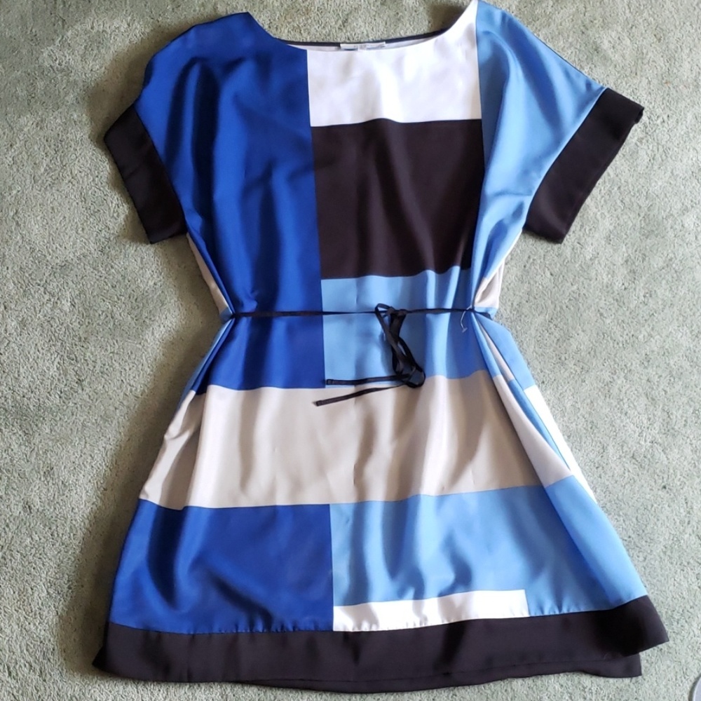 NWOT Reed Sz XL blue colorblock sheath dress